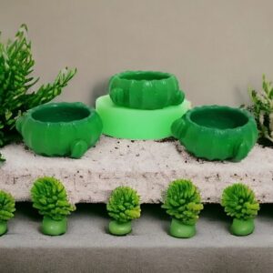 Kaktüs yuvarlak teraryum saksı silikon kalip 15x8 cm