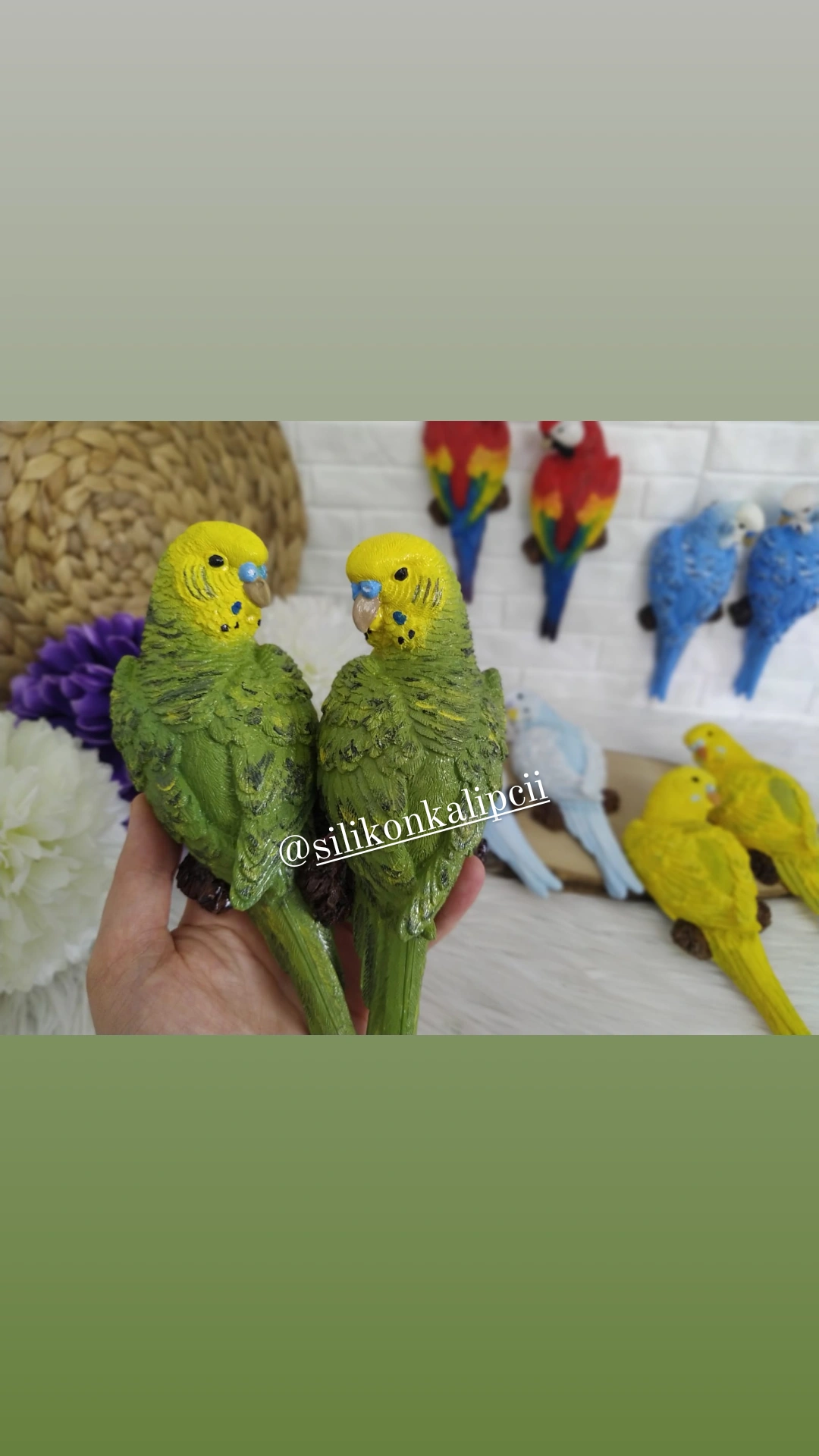 Papağan biblo 2 li silikon kalip - Görsel 3