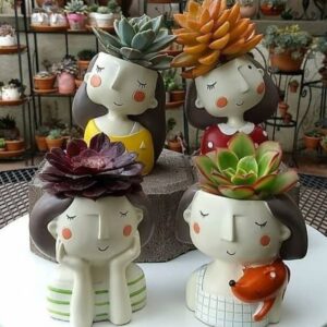 Sukulent saksı 4 lu kız  set silikon kalıp
