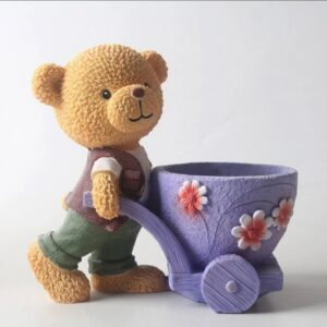 Sepetli ayıcık 2li silikon kalıp 10 cm