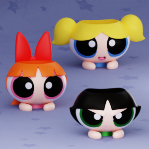 Powerpuff girl  set sukulent saksı silikon kalıp