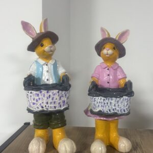 Tavşan sepetli 2 lü bahçe biblosu 48 cm