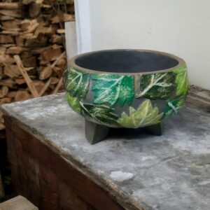 Yaprak desenli saksı silikon kalıp no 64