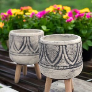 Desenli saksı silikon kalıp no 35