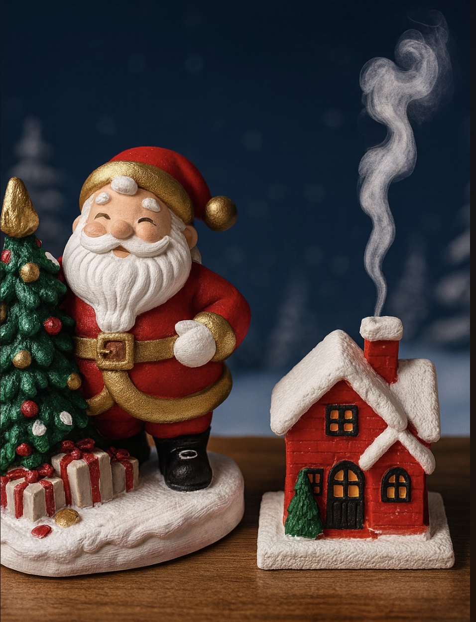 Noel baba çam ağaçlı biblo silikon kalıp no 1 - Görsel 2