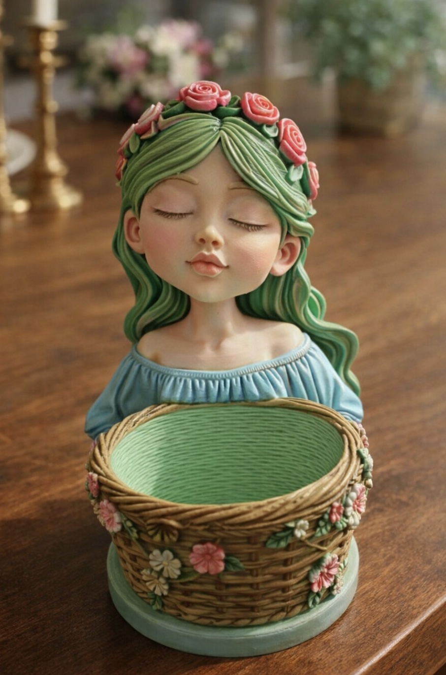 Sepetli kız meyvelik 23 cm silikon kalıp - Görsel 2