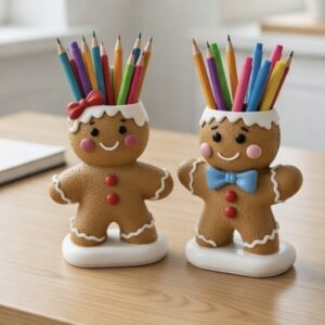 Kurabiye bebekler 2 li kalemlik silikon kalıp