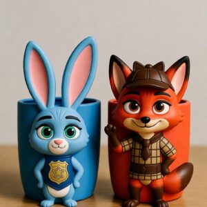 Sevimli kalemlik 2 li silikon kalıp 9 cm