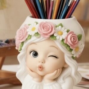 Şirin kız  saksı kalemlik silikon kalıp no2