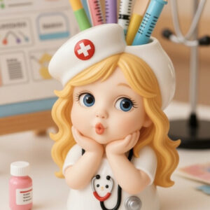 Şirin kız doktor kalemlik silikon kalıp