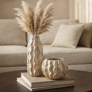Dalgalı vazo 28 cm silikon kalıp no2