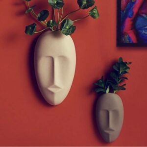 Soyut yüz 2 li duvar saksı silikon kalıp