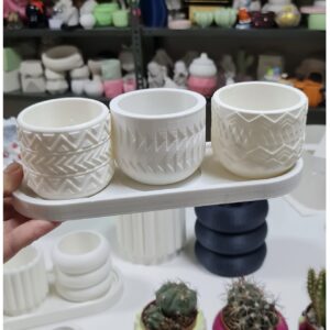 3 lü desenli saksı silikon kalıp no1