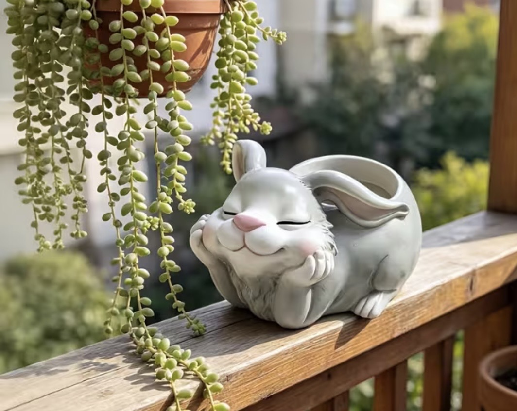 Şaşkın tavşan silikon kalıp saksı