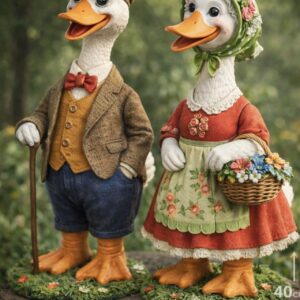 Ördek erkek kadın biblo bahçe süsü 26 cm