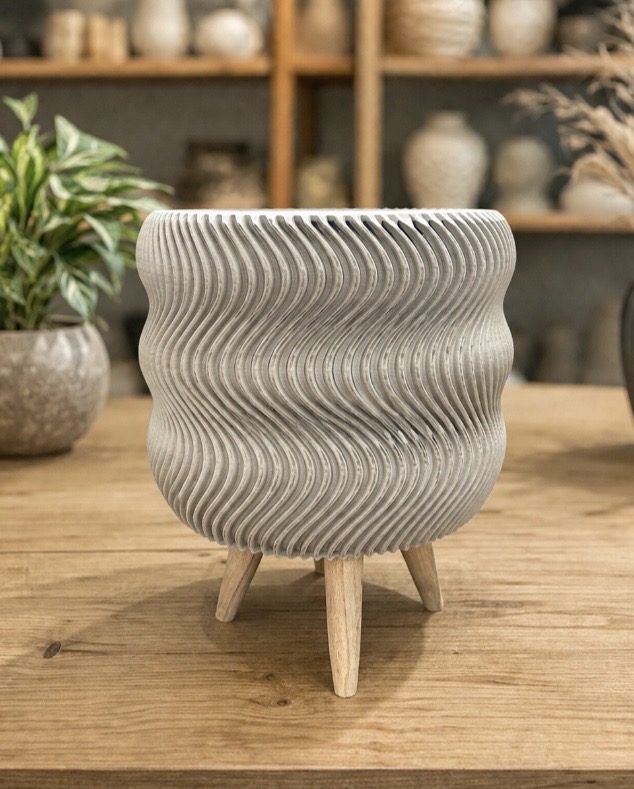 Dalga desen saksı silikon kalıp 16 cm